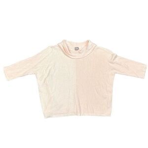 Chico’s Pink Striped Cowl Neck 3/4 Sleeve Sweater 3 XL 16